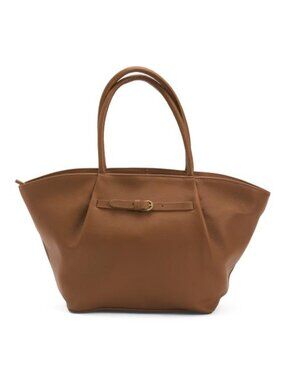 MADE IN INDIA Leather Pleated East West Tote Bag